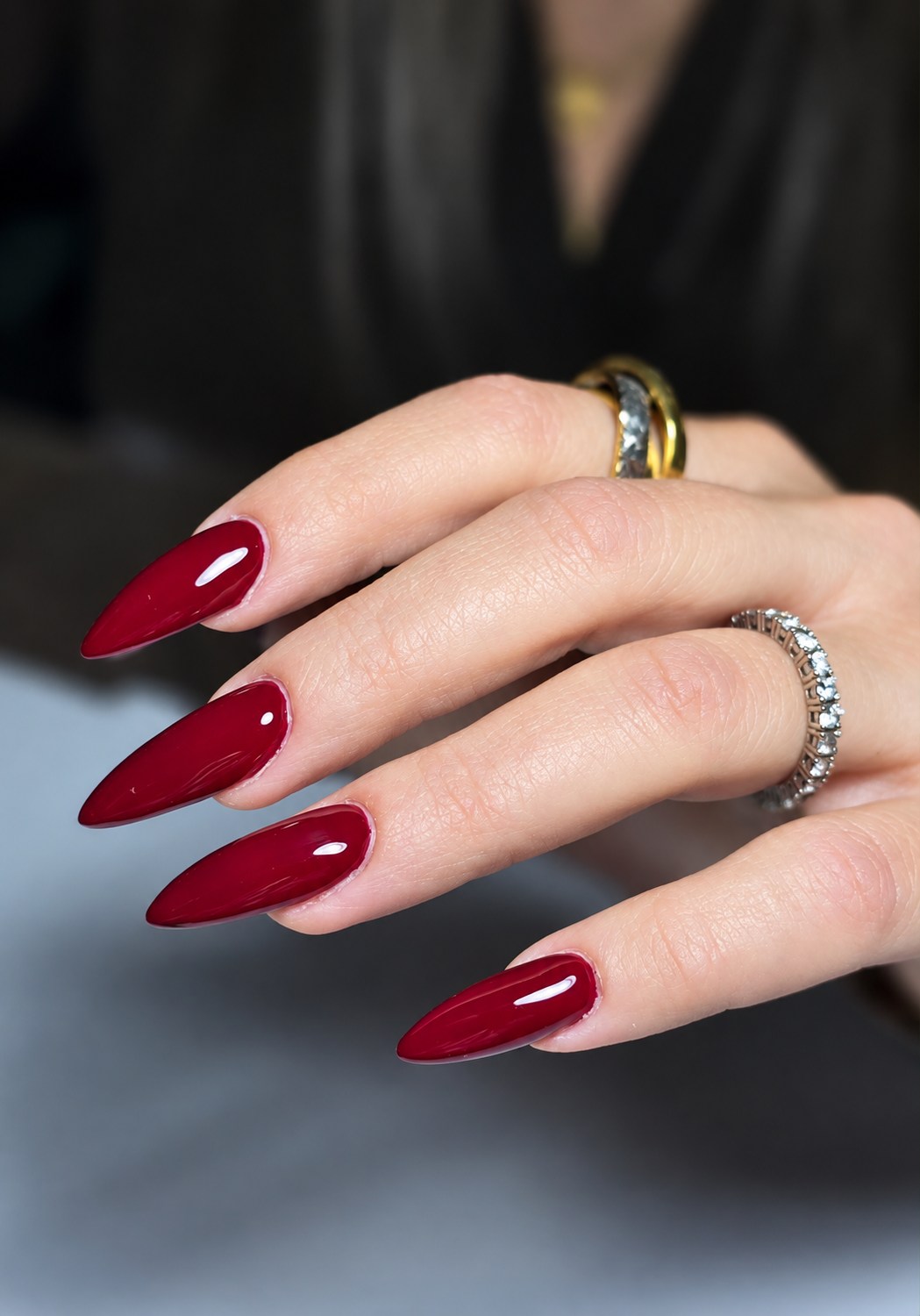 burgundy long nails by Silvy