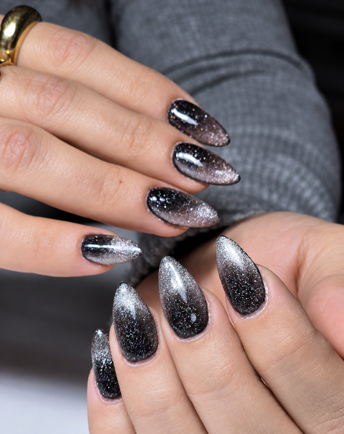 silver cat eye nails by Silvy